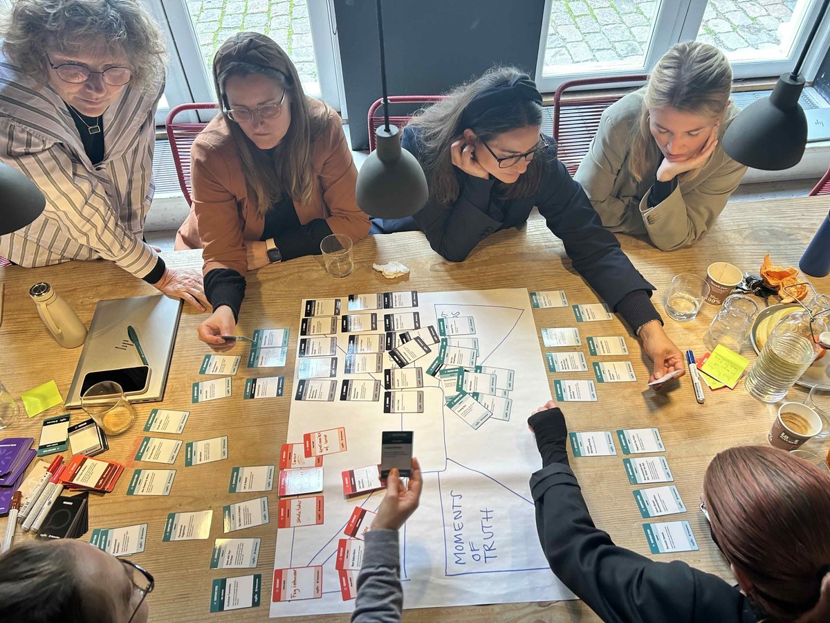 A team mapping Moments of Truth with the cards